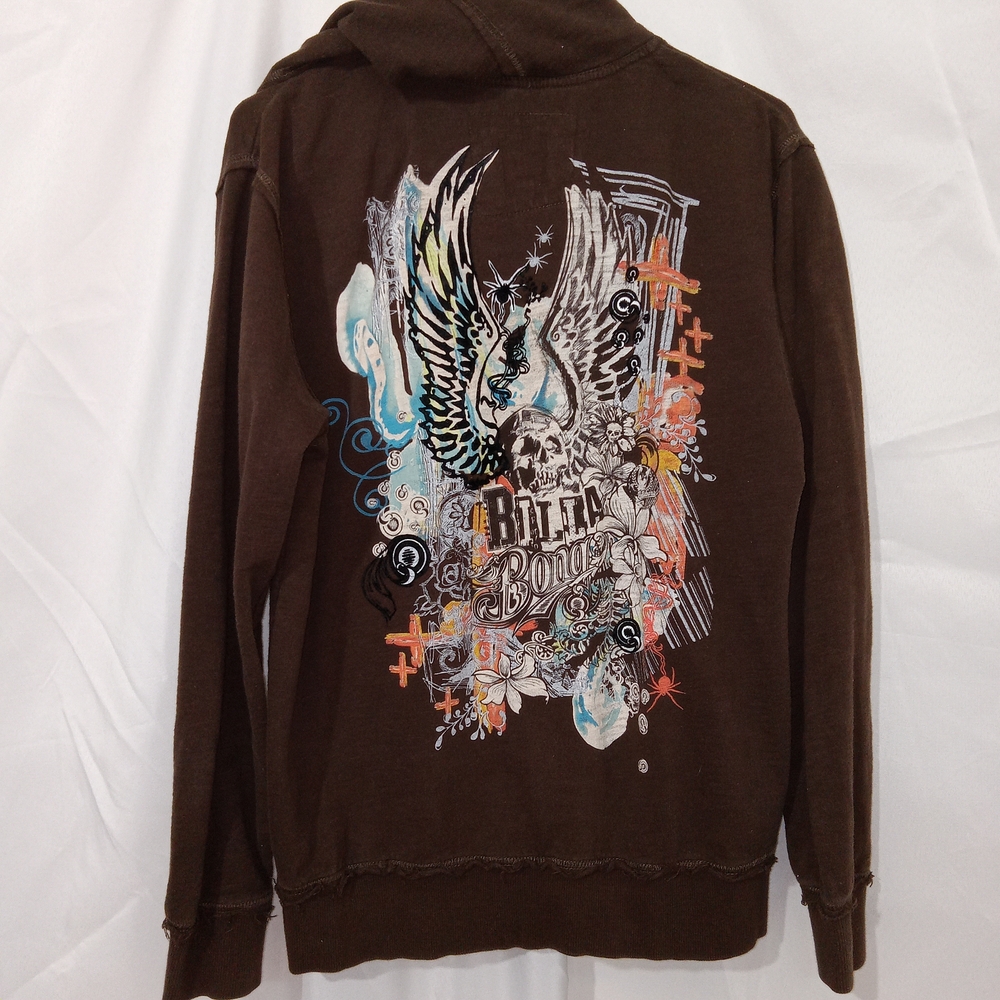 VTG Billabong Distressed Graphic Zip Up Hoodie Grunge Y2K Mens Sz M
